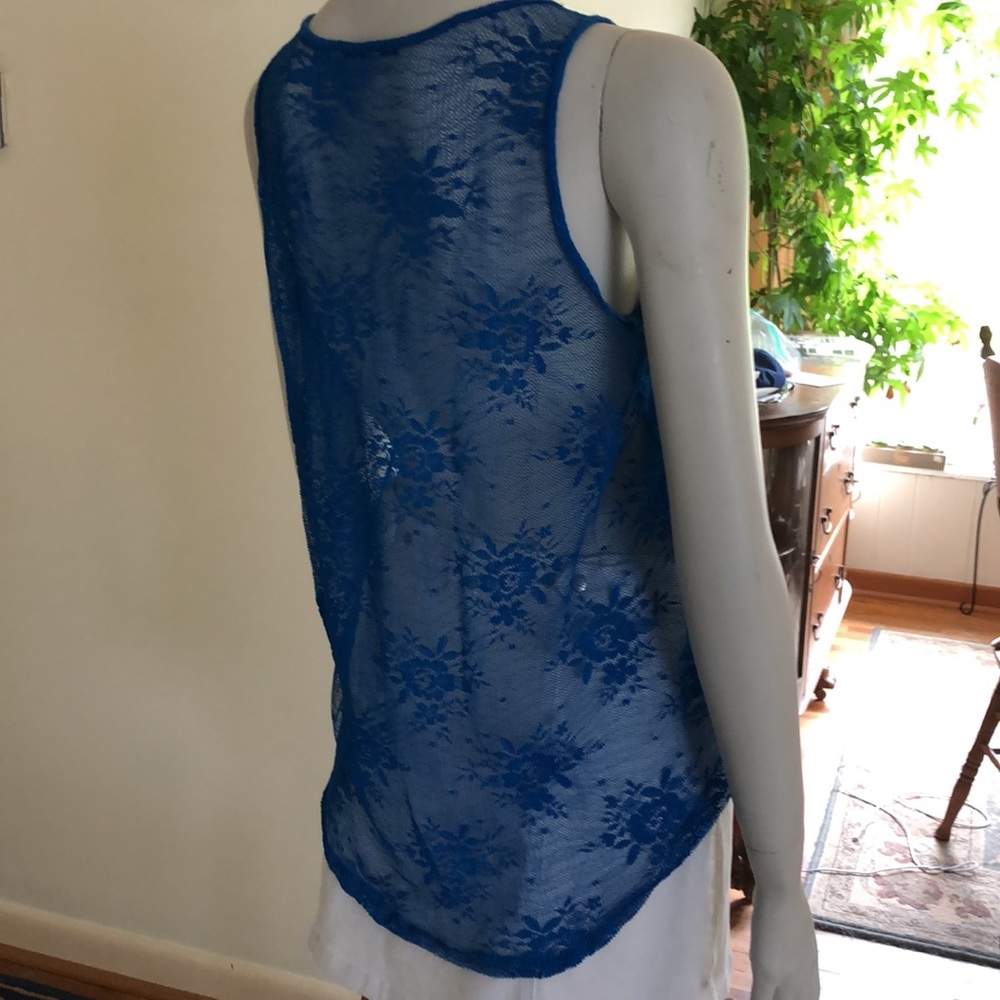 Beautiful Blue Lace Back Top